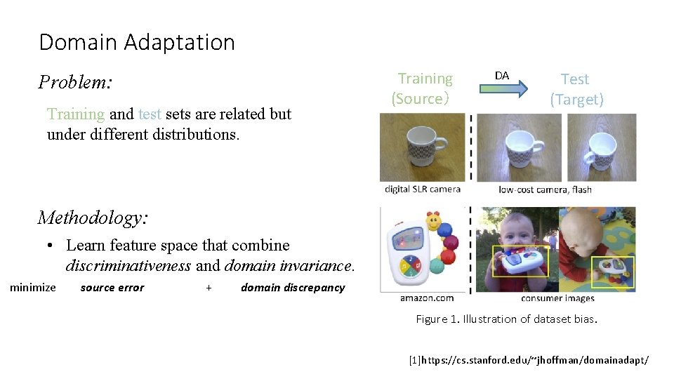 Domain Adaptation Problem: Training and test sets are related but under different distributions. Training