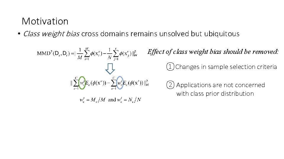 Motivation • Class weight bias cross domains remains unsolved but ubiquitous Effect of class