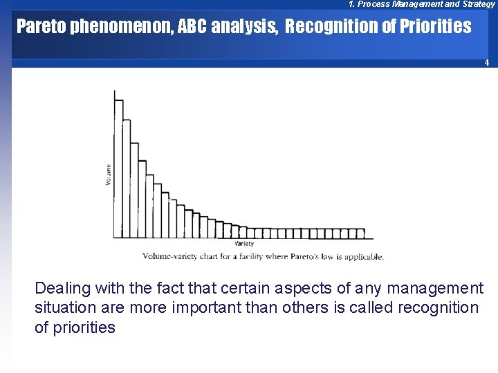 1. Process Management and Strategy Pareto phenomenon, ABC analysis, Recognition of Priorities 4 Dealing