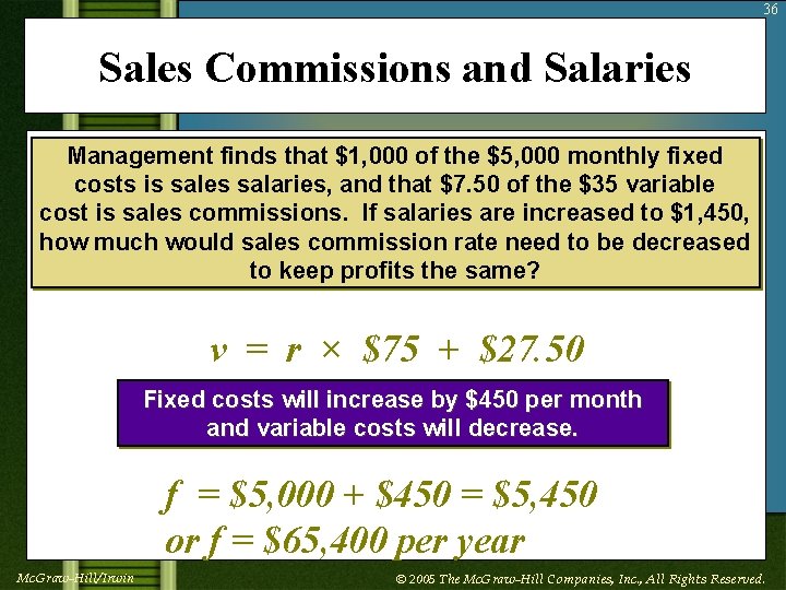 36 Sales Commissions and Salaries Management finds that $1, 000 of the $5, 000