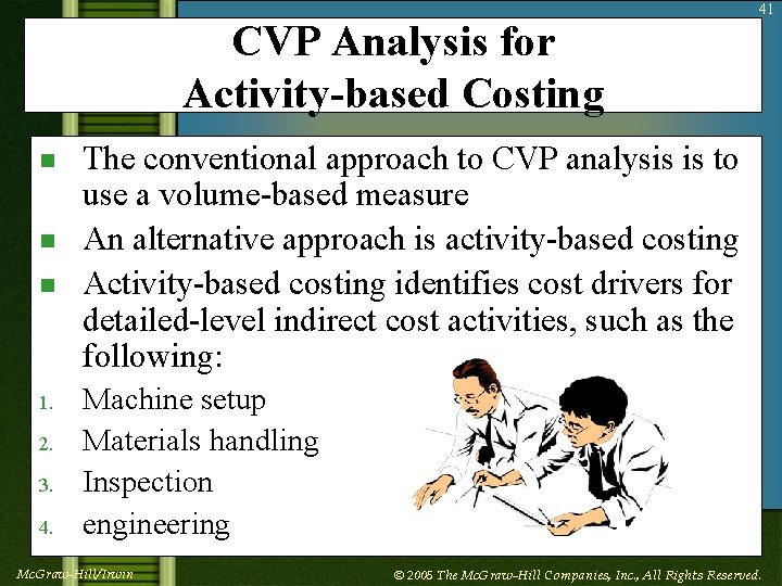 CVP Analysis for Activity-based Costing n n n 1. 2. 3. 4. 41 The