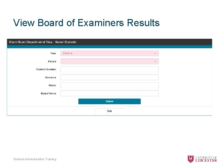 View Board of Examiners Results Student Administration Training 