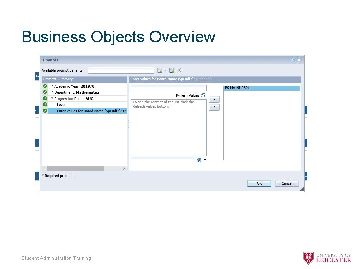 Business Objects Overview Student Administration Training 
