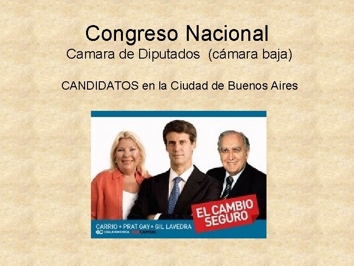 Congreso Nacional Camara de Diputados (cámara baja) CANDIDATOS en la Ciudad de Buenos Aires