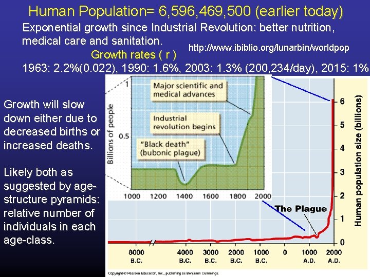 Human Population= 6, 596, 469, 500 (earlier today) Exponential growth since Industrial Revolution: better