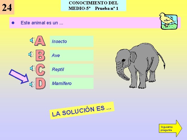 CONOCIMIENTO DEL MEDIO-5º Prueba nº 1 24 l Este animal es un. . .