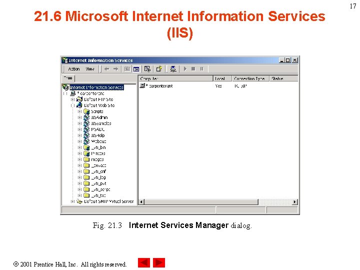 21. 6 Microsoft Internet Information Services (IIS) Fig. 21. 3 Internet Services Manager dialog.