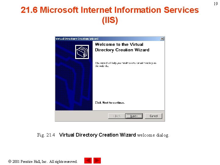 21. 6 Microsoft Internet Information Services (IIS) Fig. 21. 4 Virtual Directory Creation Wizard