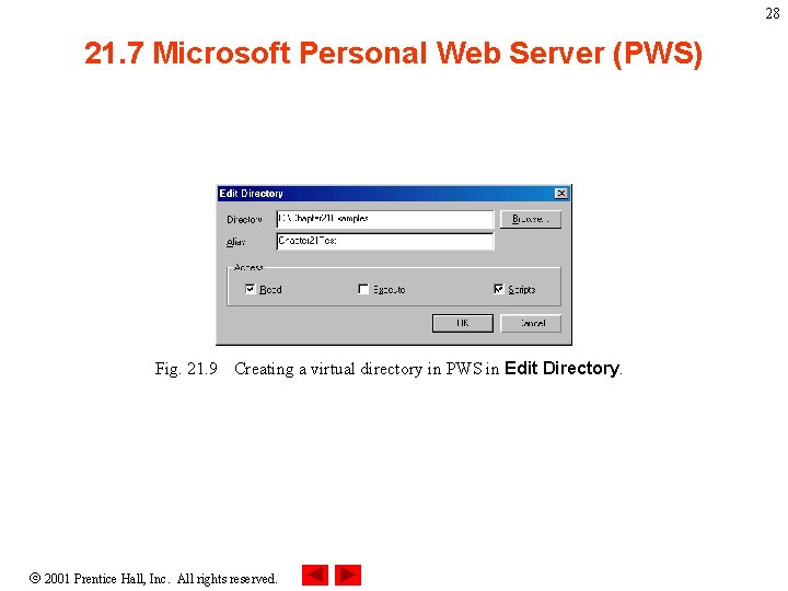 28 21. 7 Microsoft Personal Web Server (PWS) Fig. 21. 9 Creating a virtual