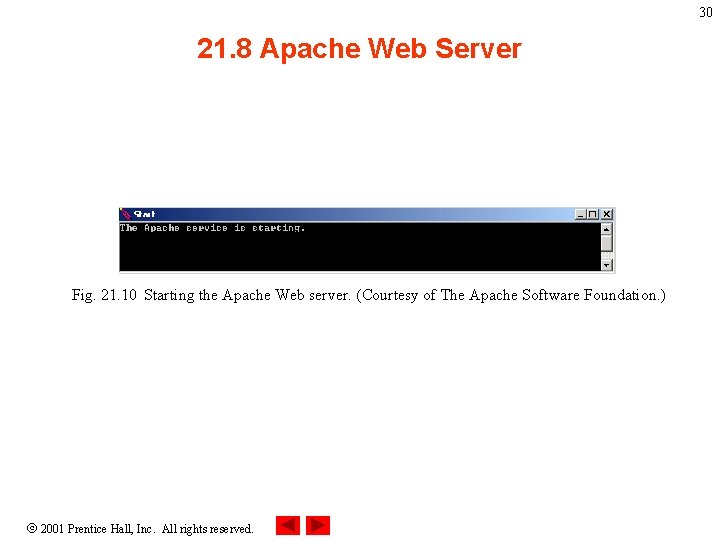 30 21. 8 Apache Web Server Fig. 21. 10 Starting the Apache Web server.