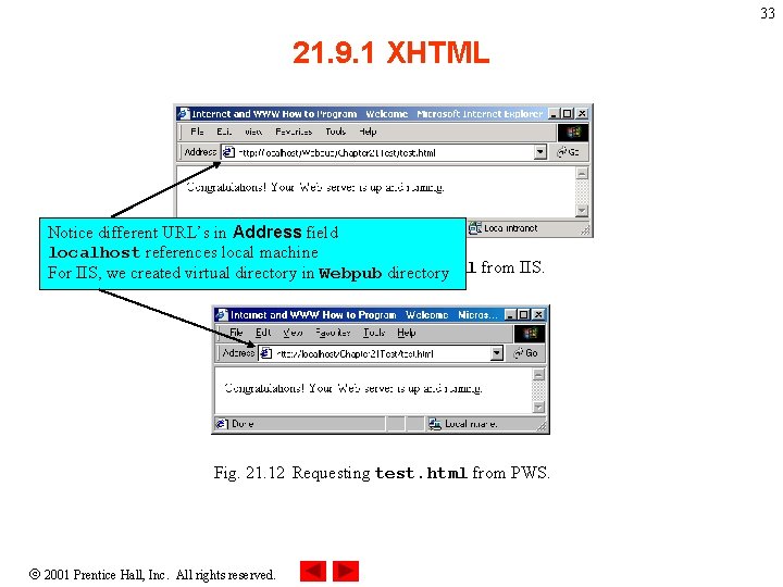 33 21. 9. 1 XHTML Notice different URL’s in Address field localhost references local