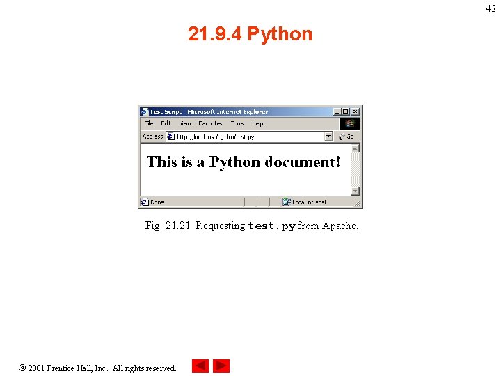 42 21. 9. 4 Python Fig. 21 Requesting test. py from Apache. 2001 Prentice
