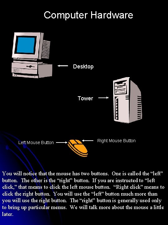 Computer Hardware Desktop Tower Left Mouse Button Right Mouse Button You will notice that