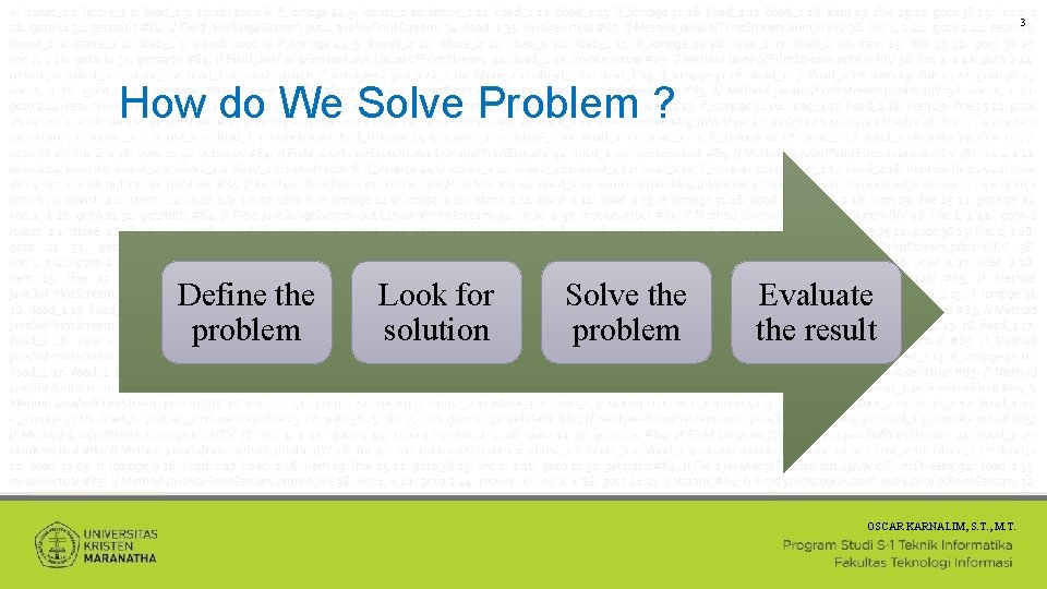 3 How do We Solve Problem ? Define the problem Look for solution Solve