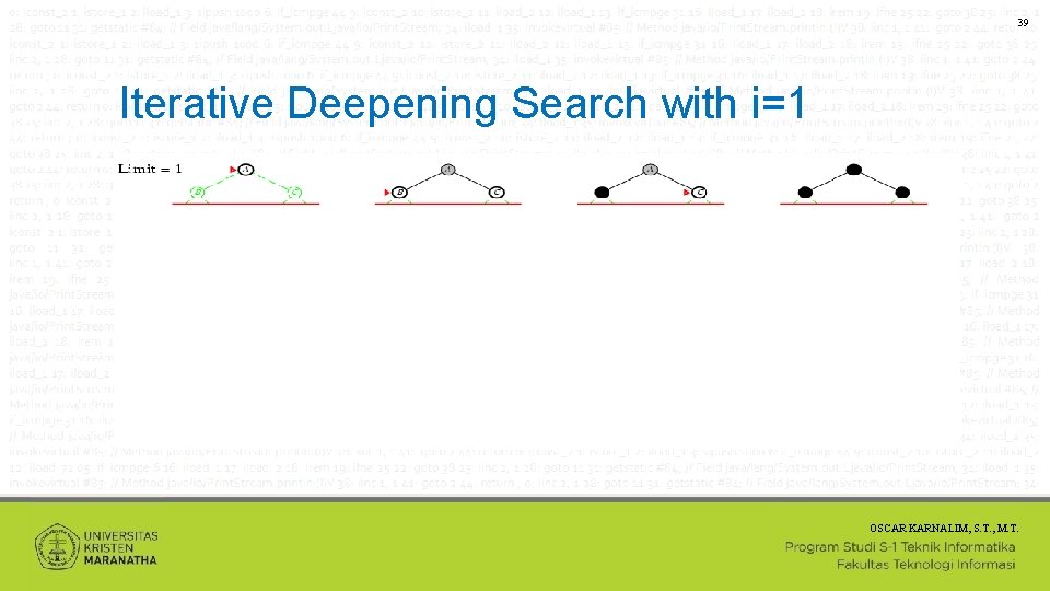 39 Iterative Deepening Search with i=1 OSCAR KARNALIM, S. T. , M. T. 