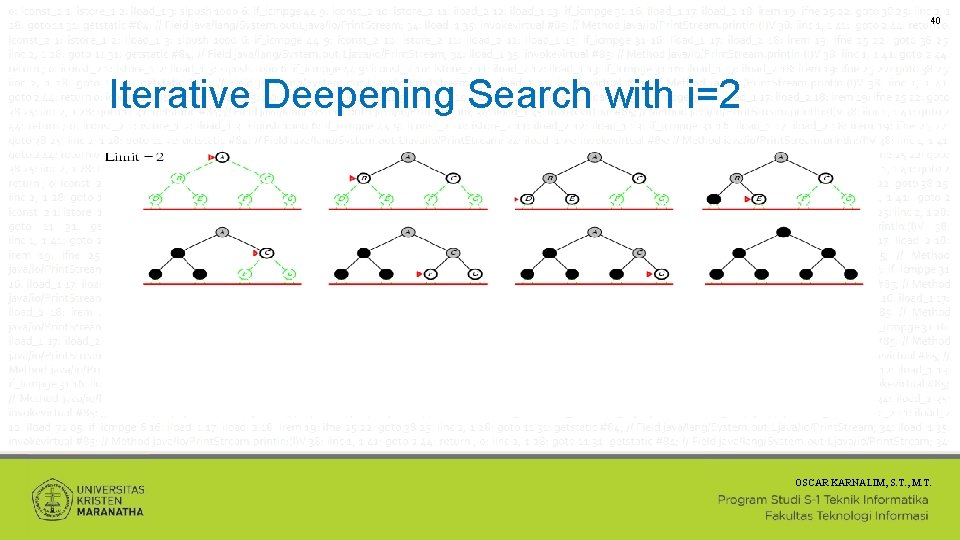 40 Iterative Deepening Search with i=2 OSCAR KARNALIM, S. T. , M. T. 