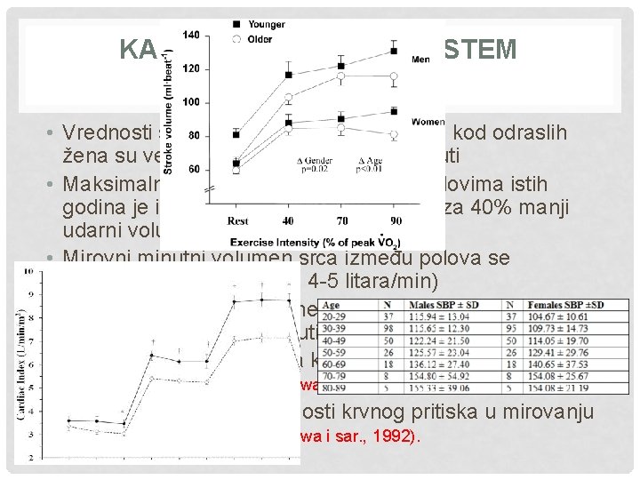 KARDIOVASKULARNI SISTEM (ODRASLI) • Vrednosti srčane frekvencije u mirovanju kod odraslih žena su veće