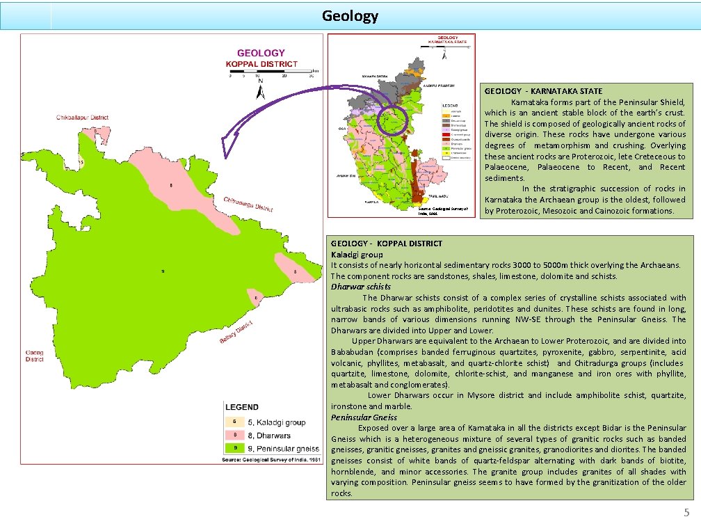 Geology Source: Geological Survey of India, 1981 GEOLOGY - KARNATAKA STATE Karnataka forms part