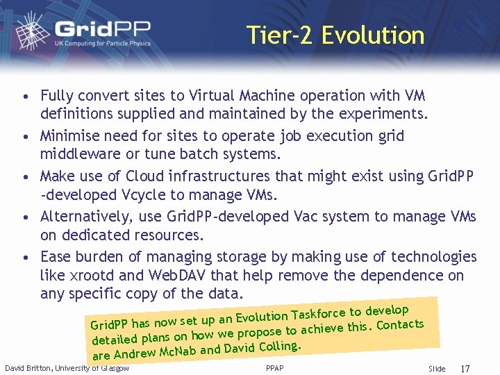 Tier-2 Evolution • Fully convert sites to Virtual Machine operation with VM definitions supplied
