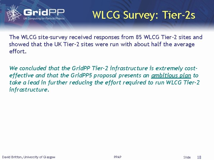 WLCG Survey: Tier-2 s The WLCG site-survey received responses from 85 WLCG Tier-2 sites