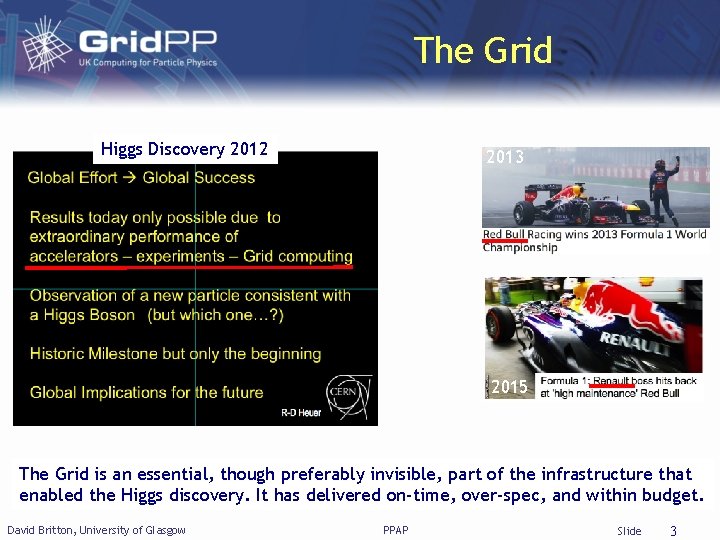 The Grid Higgs Discovery 2012 2013 2015 The Grid is an essential, though preferably
