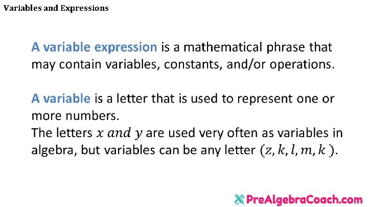 Variables and Expressions Variables and Expressions
