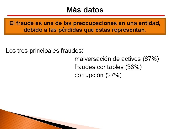 Más datos El fraude es una de las preocupaciones en una entidad, debido a