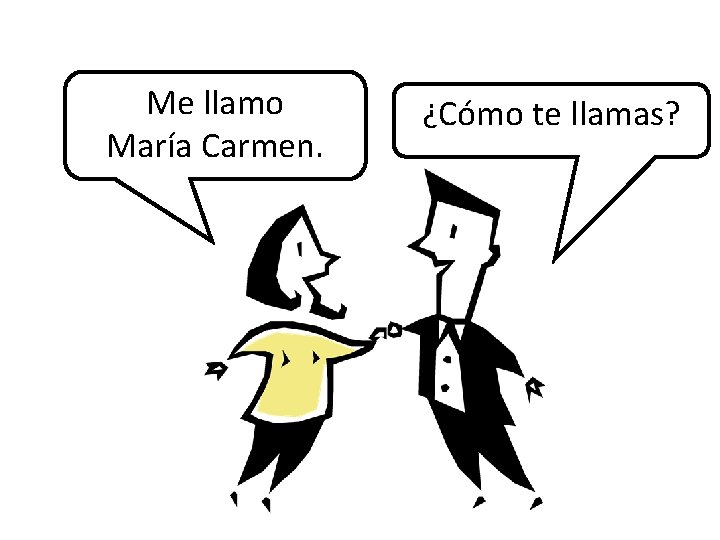 Me llamo María Carmen. ¿Cómo te llamas? 
