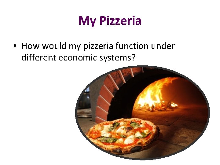My Pizzeria • How would my pizzeria function under different economic systems? 