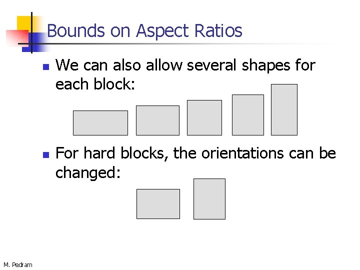 Bounds on Aspect Ratios n n M. Pedram We can also allow several shapes