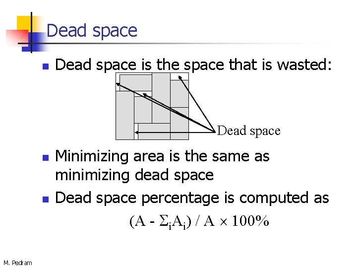 Dead space n Dead space is the space that is wasted: Dead space n