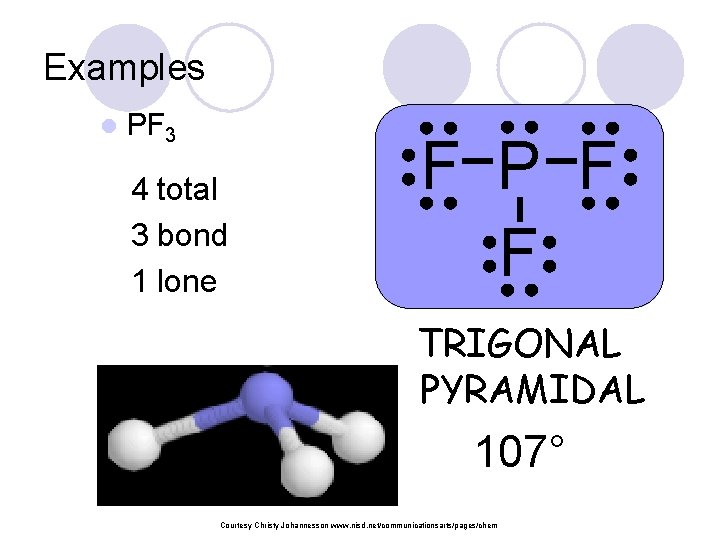 Examples l PF 3 4 total 3 bond 1 lone F P F F