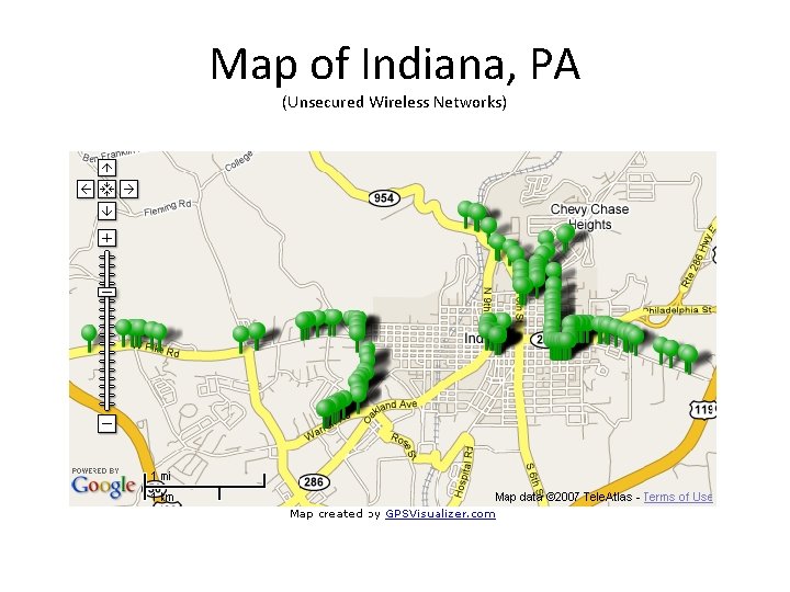 Map of Indiana, PA (Unsecured Wireless Networks) 