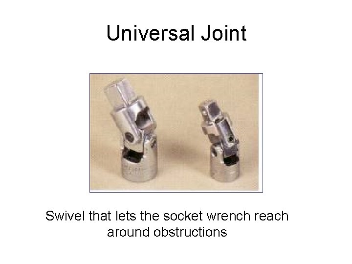 Universal Joint Swivel that lets the socket wrench reach around obstructions 