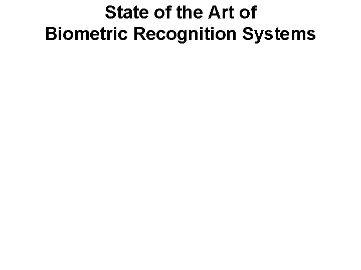 State of the Art of Biometric Recognition Systems 