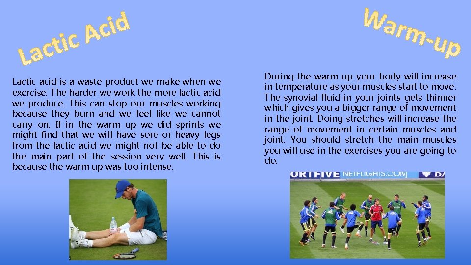 Lactic acid is a waste product we make when we exercise. The harder we