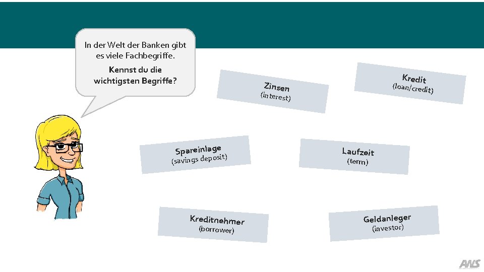 In der Welt der Banken gibt es viele Fachbegriffe. Kennst du die wichtigsten Begriffe?