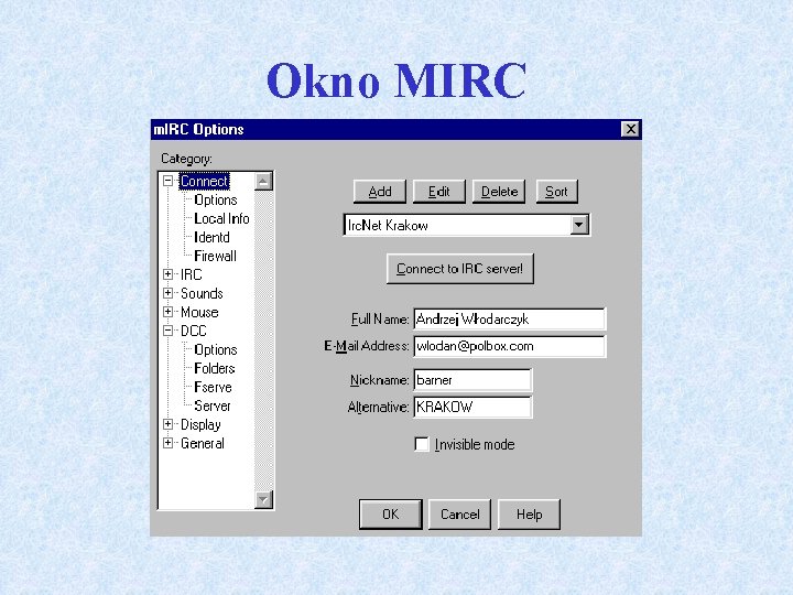 Okno MIRC 