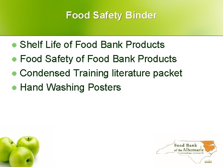 Food Safety Binder Shelf Life of Food Bank Products l Food Safety of Food