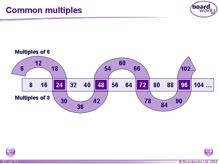 Common multiples Multiples of 6 12 6 8 16 Multiples of 8 42 of