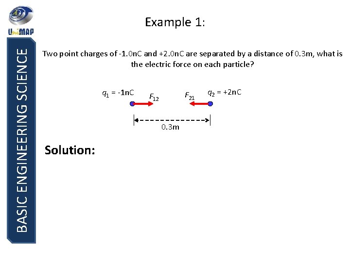 BASIC ENGINEERING SCIENCE Example 1: Two point charges of -1. 0 n. C and