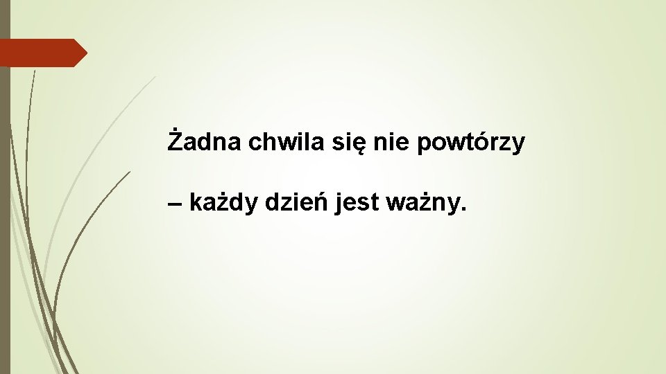 Żadna chwila się nie powtórzy – każdy dzień jest ważny. 