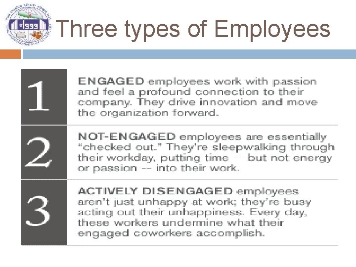 Three types of Employees 