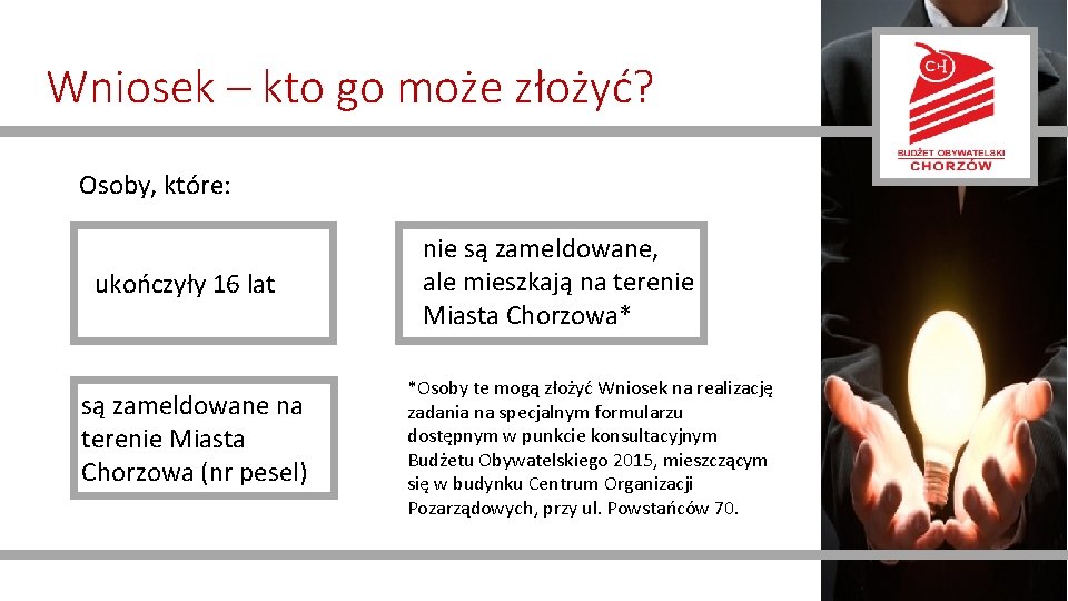 Wniosek – kto go może złożyć? Osoby, które: ukończyły 16 lat są zameldowane na