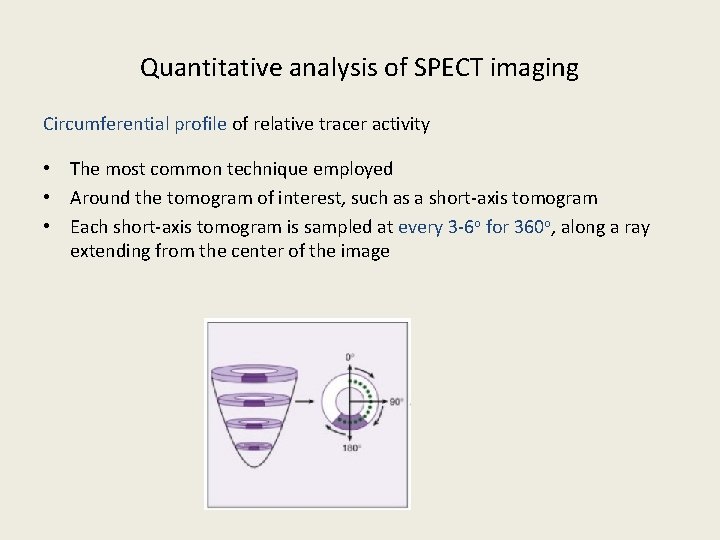 Quantitative analysis of SPECT imaging Circumferential profile of relative tracer activity • The most