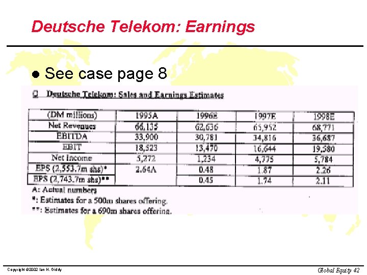 Deutsche Telekom: Earnings l See case page 8 Copyright © 2002 Ian H. Giddy