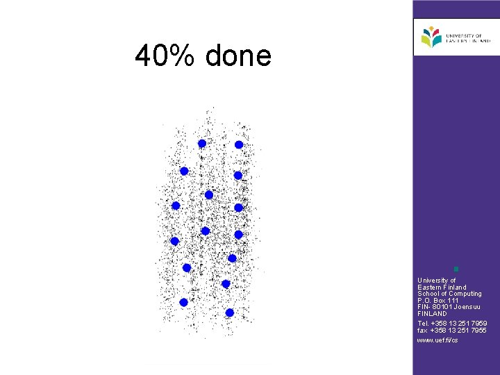 40% done University of Eastern Finland School of Computing P. O. Box 111 FIN-