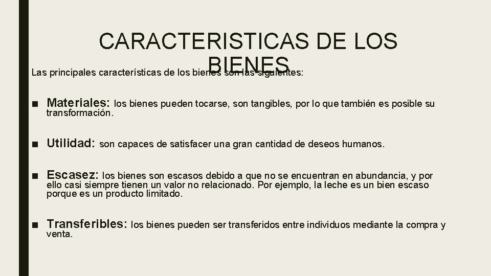 BIENVENIDOS GRADOS SEXTOS Al tema de Bienes y