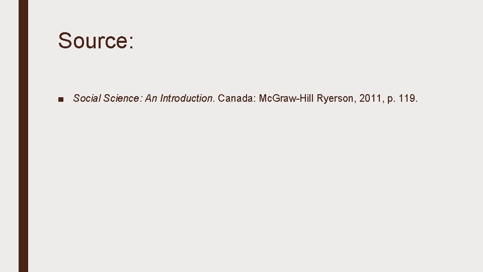 Source: ■ Social Science: An Introduction. Canada: Mc. Graw-Hill Ryerson, 2011, p. 119. 