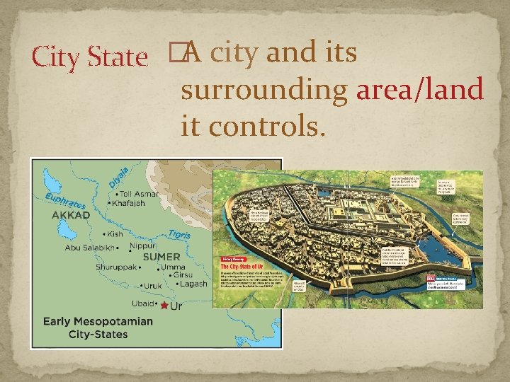 City State �A city and its surrounding area/land it controls. 